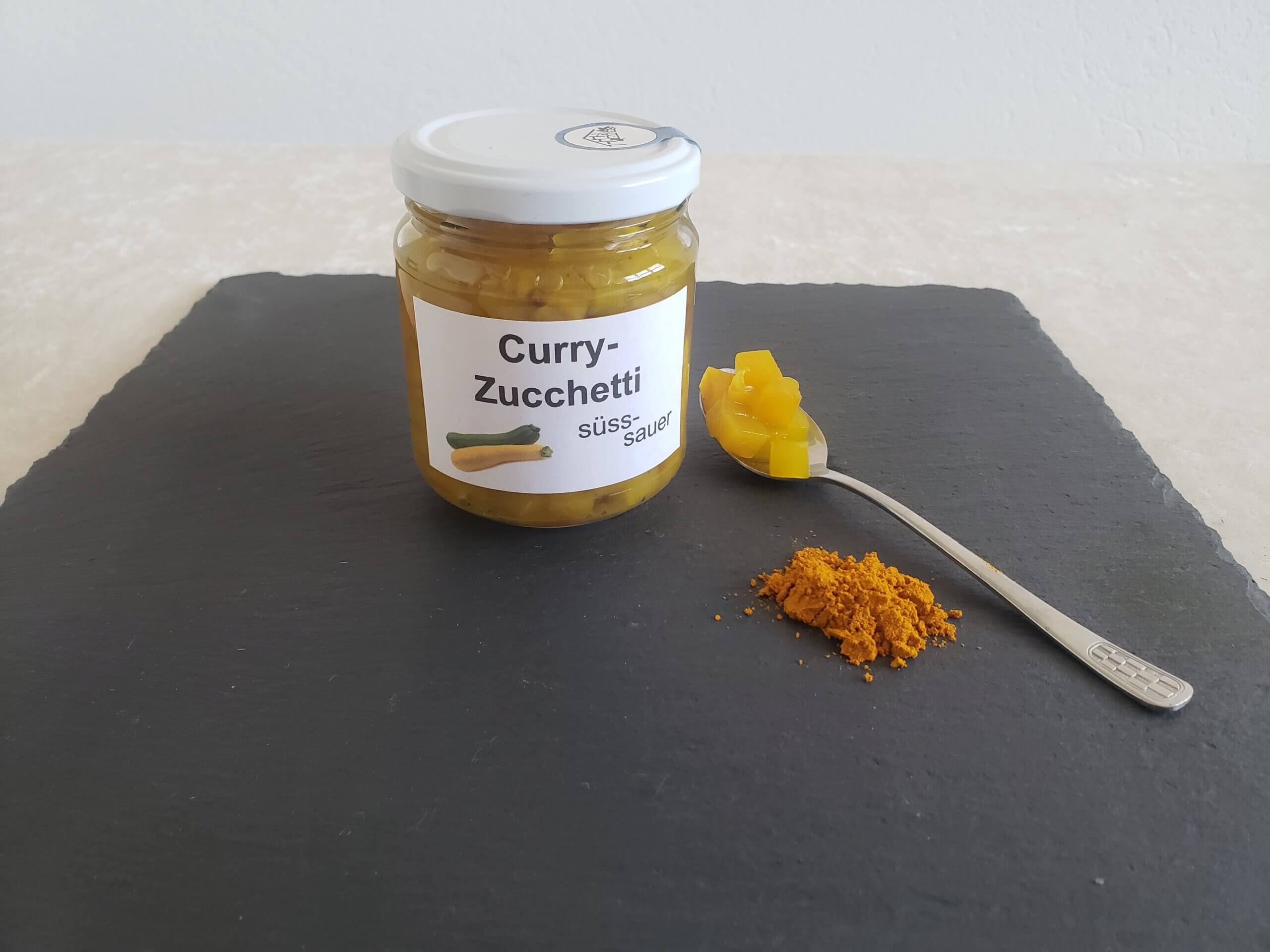 Curry-Zucchetti süss-sauer 180gr - Mosers Hofladen